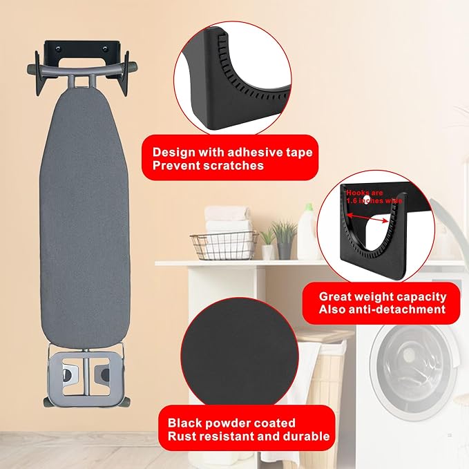 Ironing Board Holder Wall Mount, Ironing Board Hanger Y T Leg Concealed Iron - Image 4