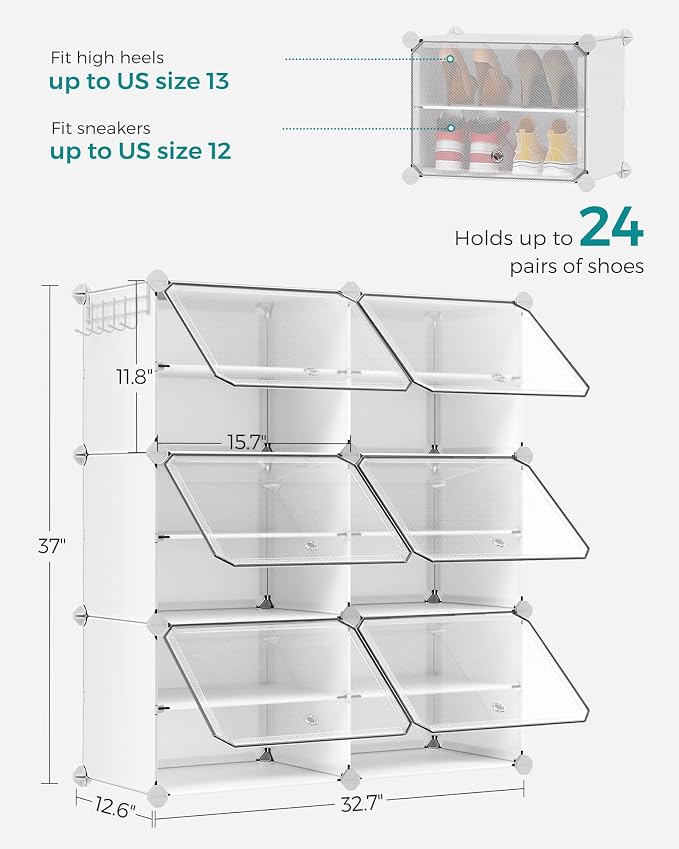 SONGMICS Shoe Rack Organizer, 6-Tier Shoe Storage Cabinet - Image 3