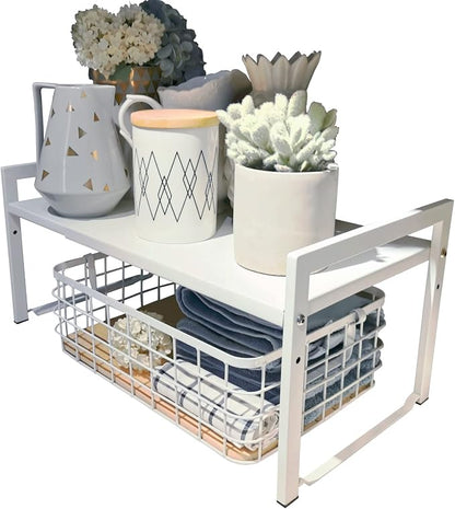 Expandable Cabinet Shelf Organizer 16-26" L Stackable Kitchen Counter Shelf by Urhomeyplus