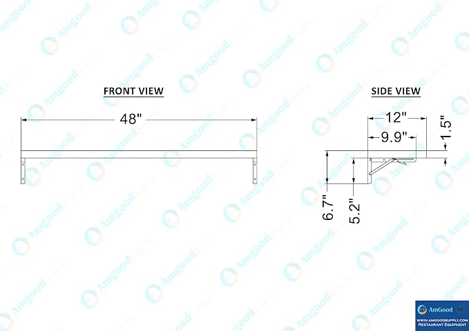 AmGood Stainless Steel Folding Wall Shelf 12 in. x 48 in. | NSF | Concession - Image 5