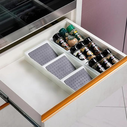 Spice Drawer Organizer, 3 Tier Non-Slip Silicone Seasoning Jars Drawer Insert by Ideamake