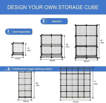KOUSI 14"x14" Wire Cube Storage, Metal Grid Organizer, 25-Cube Modular Shelving - Image 6