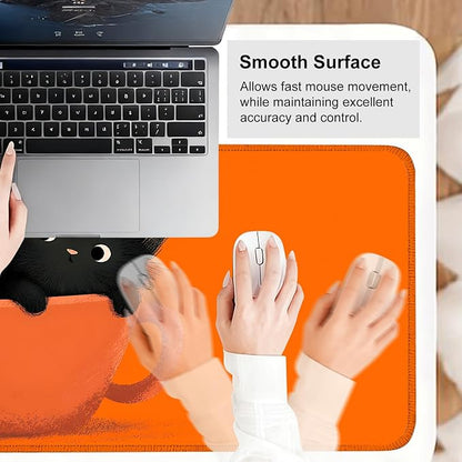 Large Cute Black Cat Mouse Pad, Extended Desk Mat - Image 6