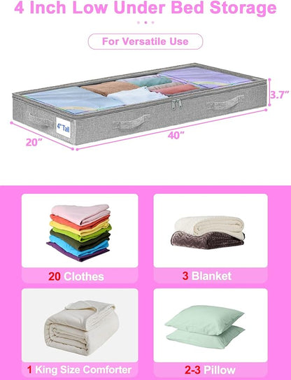punemi 4 inches Under Bed Storage Containers, Low Profile Underbed Storage - Image 5