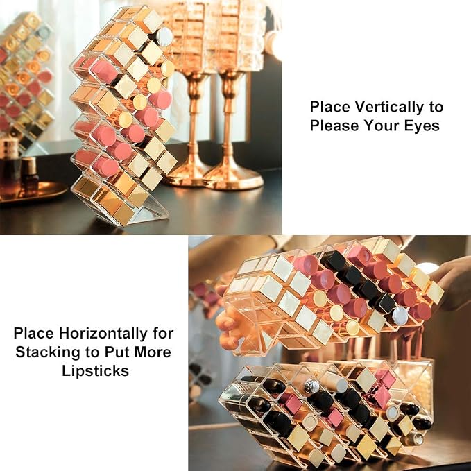 JessLab Lipstick Organizers, Acrylic Holder Lip Gloss Tower Clear Cosmetic Fish - Image 3