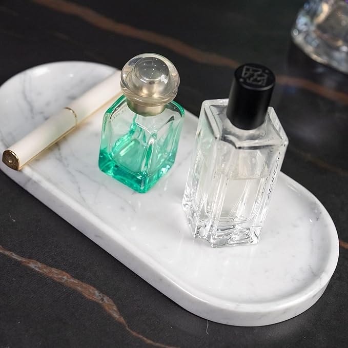 Natural Marble Tray 9.8”x4.7”x0.6” | Hand-Polished Oval Stone Tray - Image 5