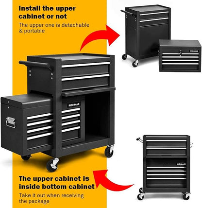 Goplus Tool Chest, 3-in-1 Rolling 6 Drawers Tool Cabinet - Image 3