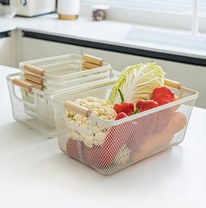 AJIODA Metal Mesh Steel Basket, Large Wire Storage Organizer Basket - Image 6