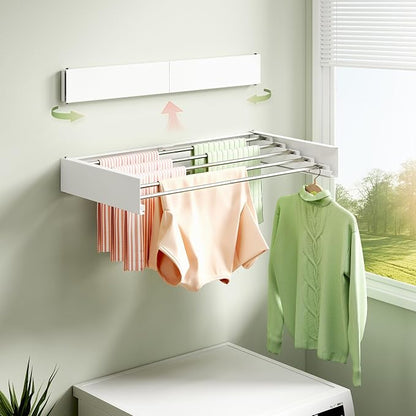 BOQORAD Clothes Drying Rack Wall Mounted 32“, Drying Rack Clothing Wall Mount - Image 5