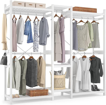 Homykic Bamboo Closet System Clothes Rack, Large Freestanding Garment Rack by Homykic