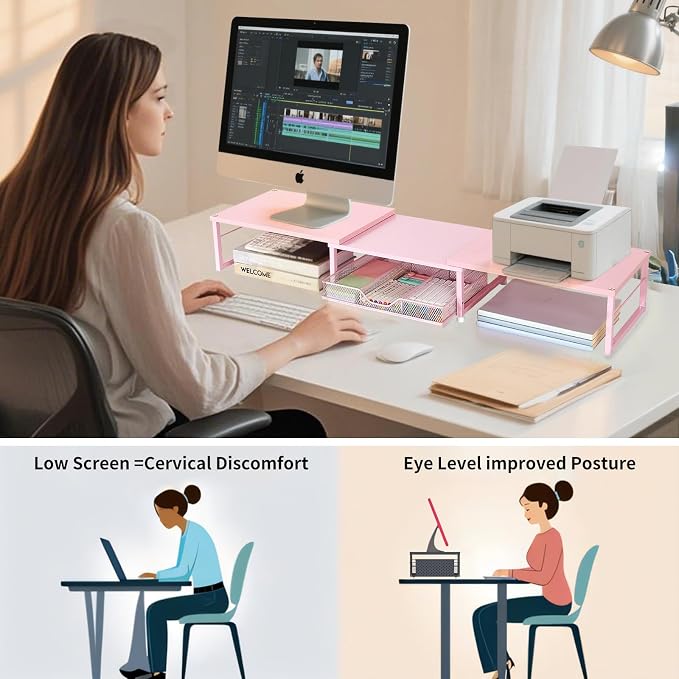 OPNICE Dual Monitor Stand Riser, Desk Organizer - Image 6