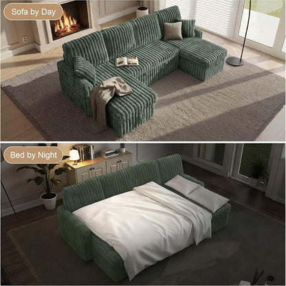 KCGKCG 104" U Shaped Sleeper Sofa Bed, Sectional Couches - Image 8
