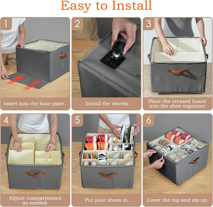 Foyego Shoe Organizer for Closet, 2 Pack Shoe Storage Organizer - Image 8