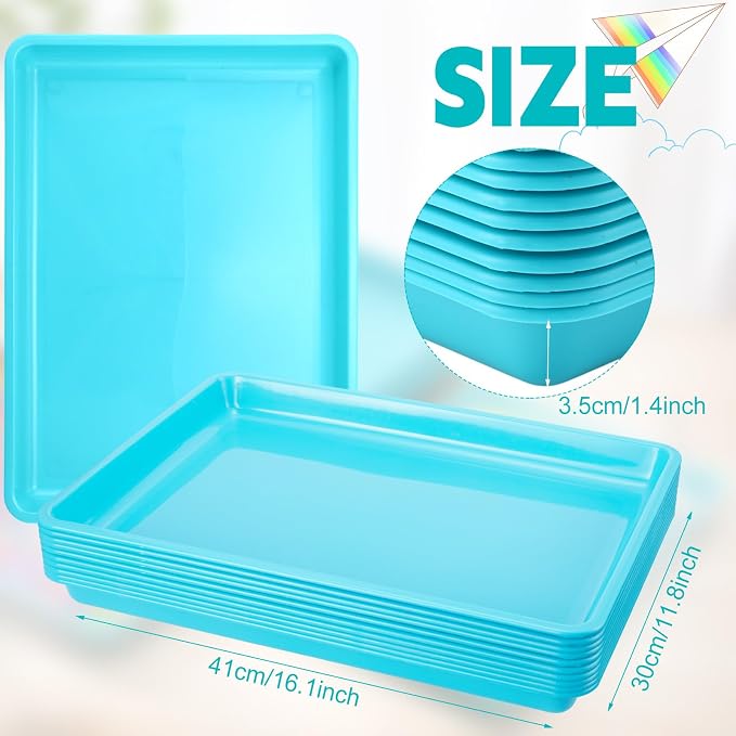 Hoteam 10 Pcs Flat Storage Organizer Tray Bin Paper Tray - Image 3