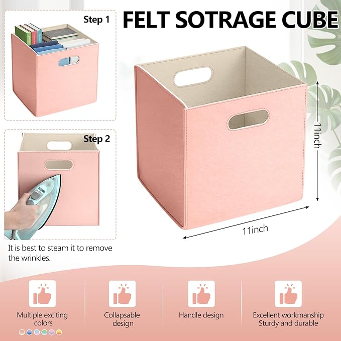 6 Pcs 11 Inch Colorful Felt Storage Cubes - Image 3