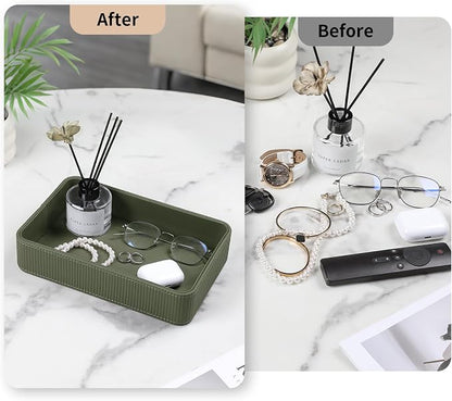 PU Leather Valet Tray Organizer, Modern Nightstand Organizer Bedside Desktop - Image 3