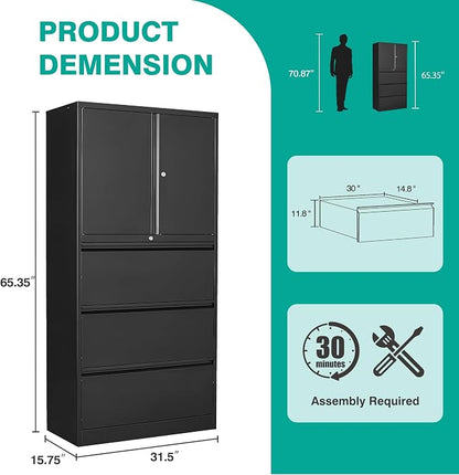 SISESOL 3 Drawer Lateral File Cabinet - Image 3