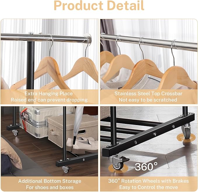 VICERII Clothes Rack, Double Clothing Rack - Image 4