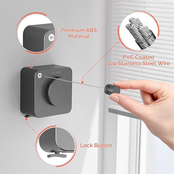 Retractable Clothesline Indoor, Non-Sagging Outdoors Clothesline Retracting - Image 5