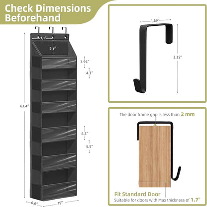 Over Door Organizer with 6 Extra Large Pockets 12 Side Pockets, Sturdy Closet - Image 2