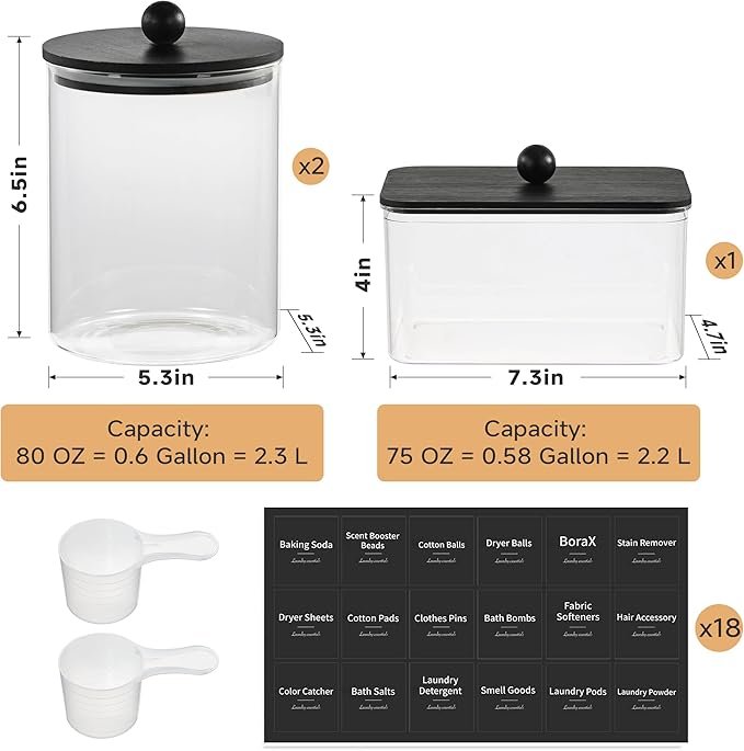 Glass Laundry Pods Container & Acrylic Dryer Sheet Holder - Image 3