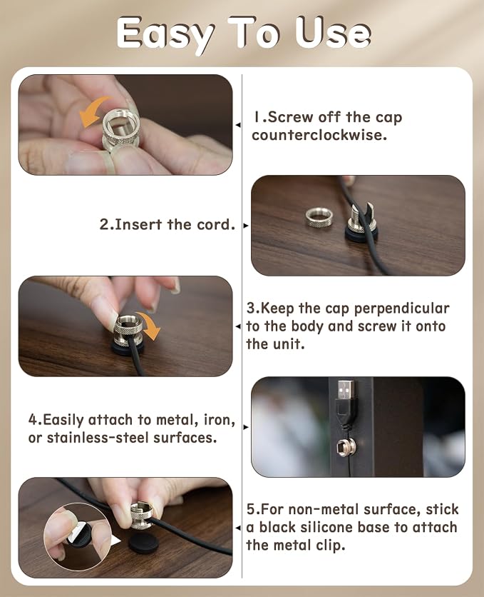 Maveek Metal Magnetic Cord Holder, Magnet Cable Clips Stainless Steel - Image 8