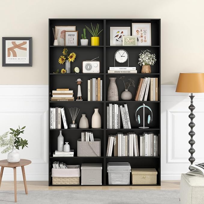 Giantex 6-Tier Bookcases Set of 2, Freestanding Storage Organizer w/Open Shelves - Image 2