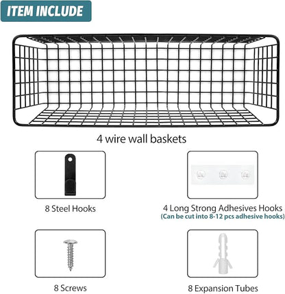 4 Set Hanging Wall Mount Storage Baskets - Image 3