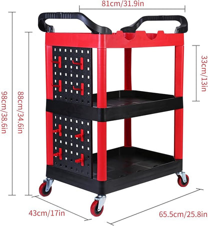 MaxWorks 50886 3 Shelf Rolling Utility Service Cart - Image 2