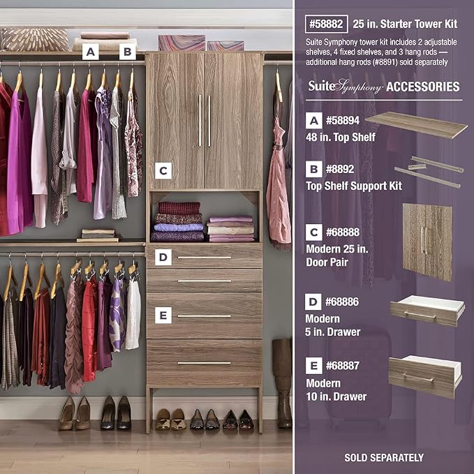 ClosetMaid SuiteSymphony Wood Closet Organizer Starter Kit - Image 7