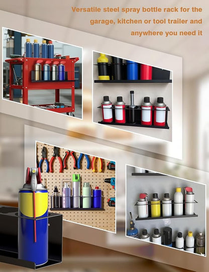 sogiv 4 Pack Spray Can Holder Organizer, Wall-Mounted Steel Spray Bottle Rack - Image 7