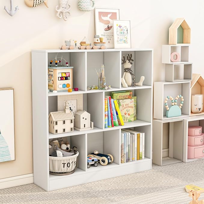 Giantex 8 Cube Bookcase, 4-Tier Freestanding Bookshelf w/ 8 Open Compartments - Image 8