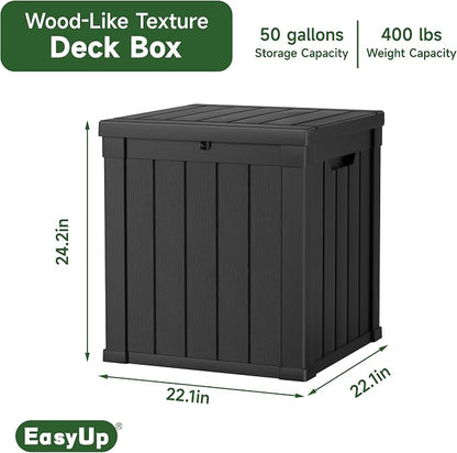 EasyUp 50 Gallon Outdoor Storage Box, Resin Waterproof UV-Resistant Deck Box - Image 5