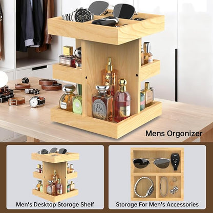 Cologne Organizer for Men Rotating Bathroom Counter Organizer, 3-Tier Solid - Image 4