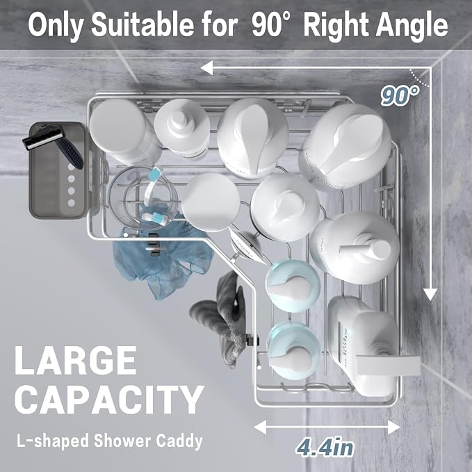 AKTECKE Shower Caddy Corner Organizer Shelf: 2Pack Adhesive Shower Essentials - Image 2
