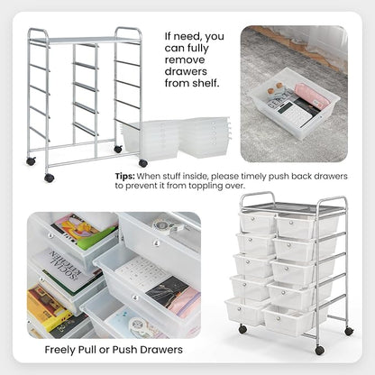 Giantex 10 Drawers Rolling Cart, Classroom Organizers, Storage Cart - Image 5