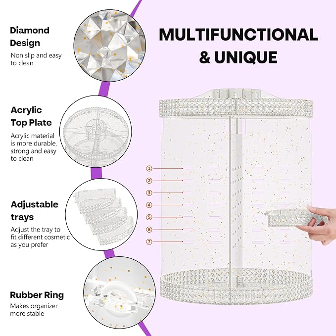 360 Degree Rotating Makeup Organizer, Extra Large Capacity Organizador De - Image 5