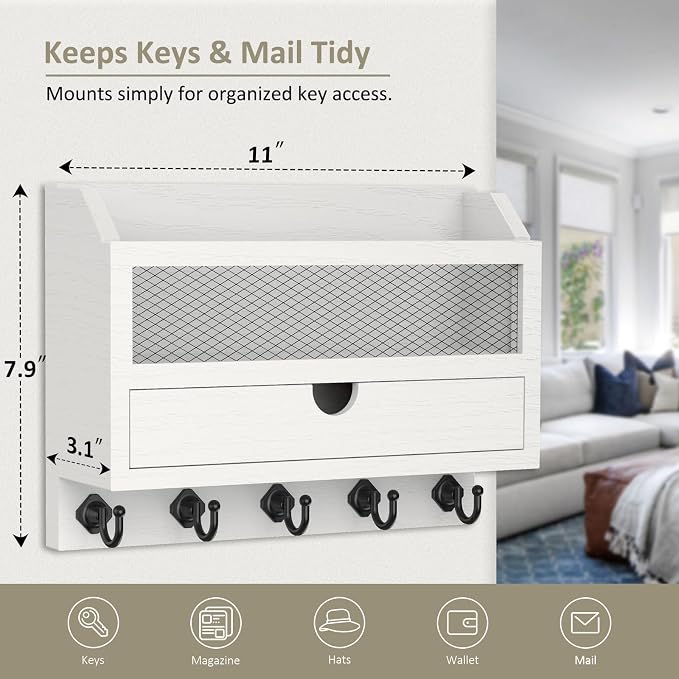 Nekon Key and Mail Holder for Wall, Key Organizer - Image 6