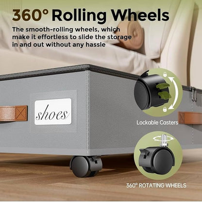 Under Bed Storage with Wheels, Rolling Underbed Metal Drawer, Low-Profile - Image 3