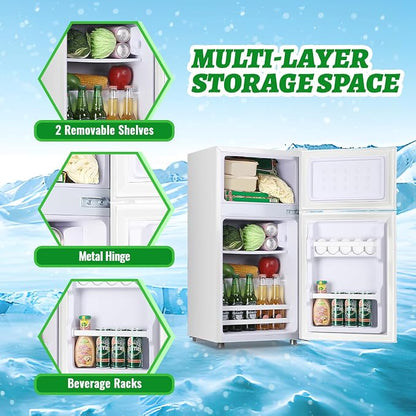 2.4 Cu.ft Mini Fridge with Top Freezer Apartment Size Dual Door Compact - Image 7