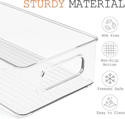 LotFancy Refrigerator Organizer Bins, 4 Pack, BPA Free Clear Plastic Storage - Image 2