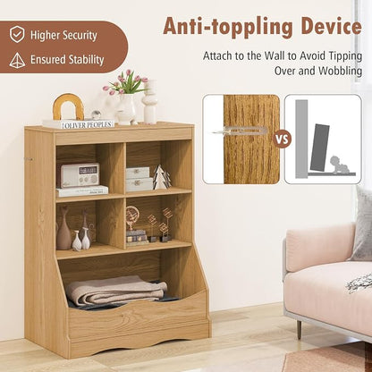 Storage Organizer, Small Bookcase w/ 4 Open Cubes & 1 Bottom Compartment - Image 7