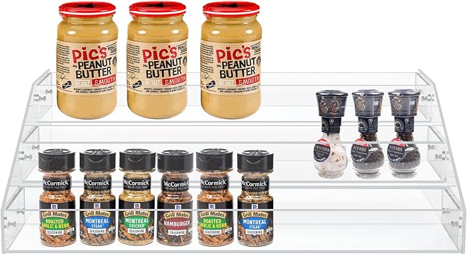 WUIVIUT Spice Rack Organizer For Cabinet, 3 in/Tier Acrylic Tiered Spice Shelf - Image 2