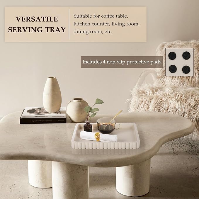 Concrete Decorative Tray for Coffee Table Decor, Rectangular Modern Decorative - Image 6