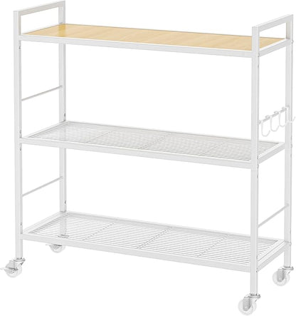 3-Tier Metal Storage Rack with Industrial Wheels, Mesh Shelving Unit with by Unknown