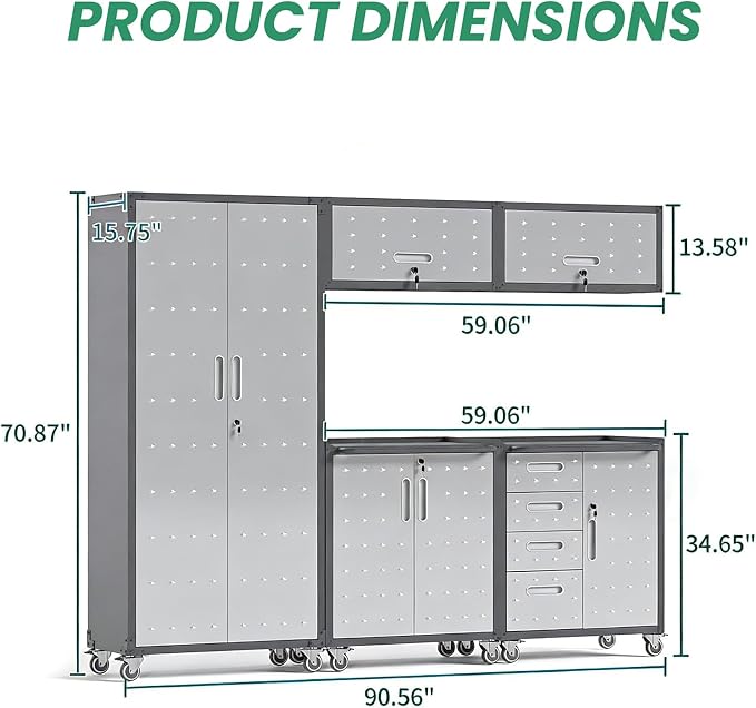 Garage Cabinet System | Heavy Duty Steel All-in-One Modular Garage Cabinet Set - Image 2