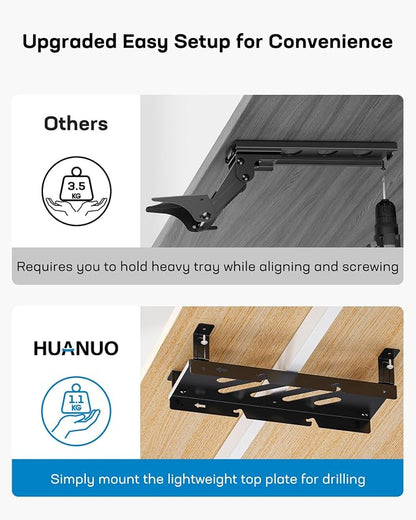 HUANUO Keyboard Tray Under Desk, Adjustable Ergonomic Keyboard & Mouse Tray - Image 6
