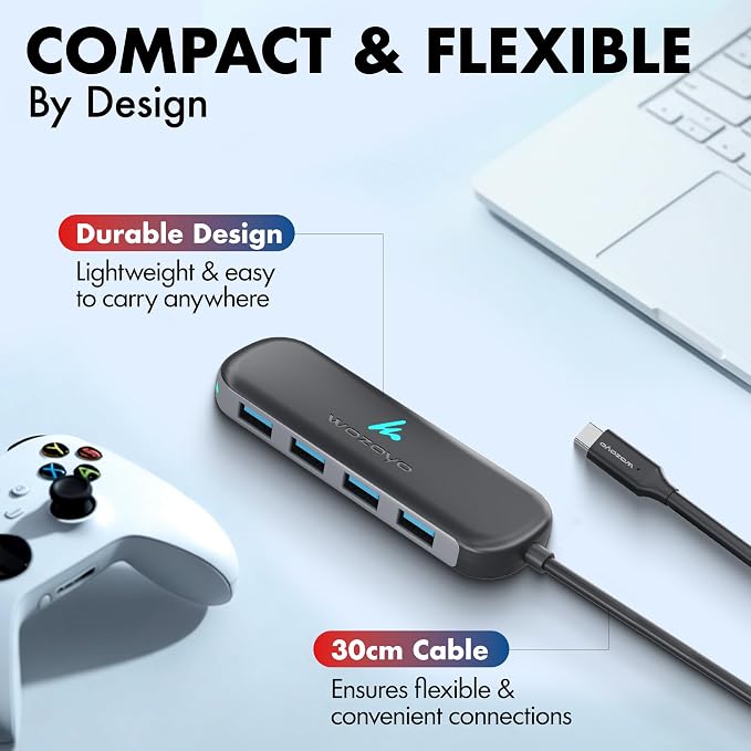 Type C to 4 Port Wozoyo USB 3.2 Hub, 4XUSB 5 Gbps, Data Transfer Upto 5Gbps - Image 5