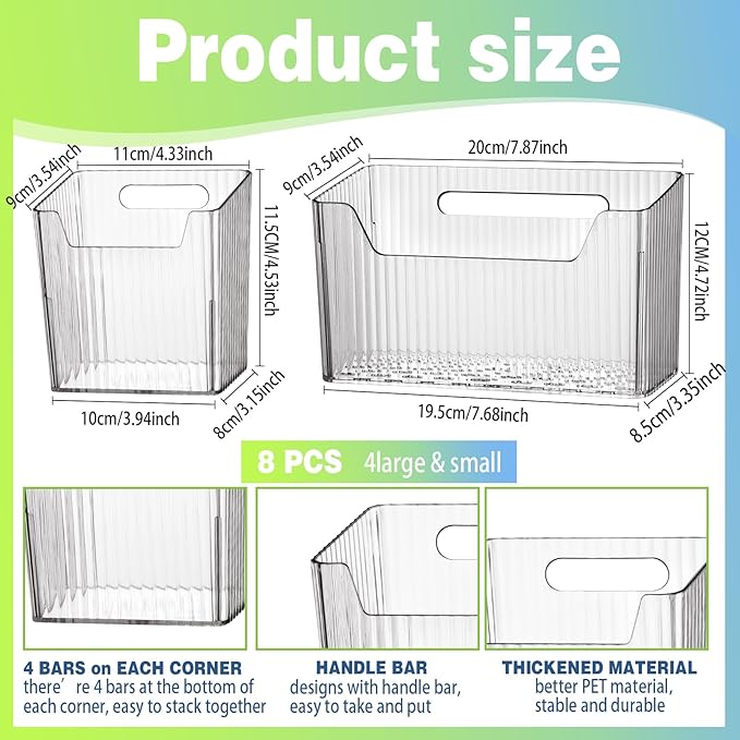 SiliFine 8 Pcs Storage Organizer Bins Wall Mounted Organizer Basket Plastic - Image 2