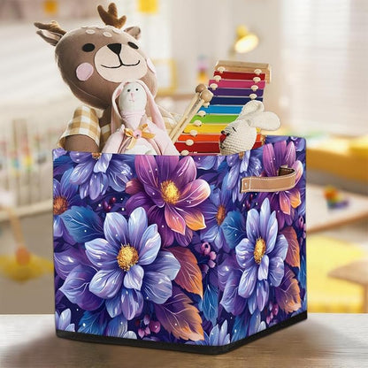 TropicalLife 13x13x13 Inch Large Fabric Storage Cube Vintage Floral Foldable - Image 7